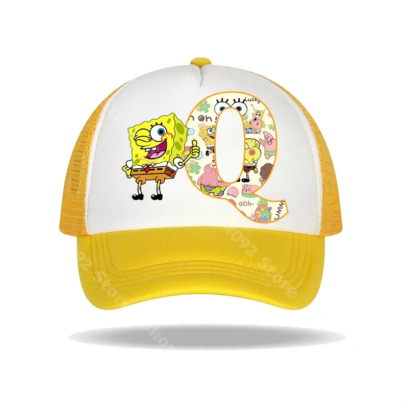 Καπέλο μπέιζμπολ SpongeBob SquarePants για παιδιά και ενήλικες με τυπωμένα γράμματα, καπέλα ηλίου, anime, καρτούν, ρυθμιζόμενα καπέλα με γείσο, καλοκαιρινό καπέλο για καθημερινή χρήση, νέο