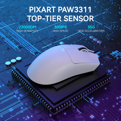 ATTACK SHARK X11 lätt trådlös gamingmus med RGB-bakgrundsbelyst laddning, upp till 22K DPI, optisk PAW3311-sensor, HUYU-brytare