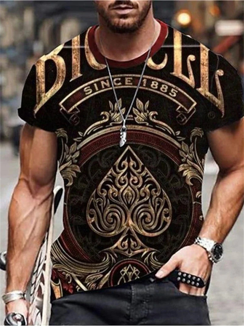 Herre-T-shirt med 3D-ulvprint, realistisk dyremotiv, rund hals, korte ærmer, cool streetwear, afslappet, åndbar T-shirt