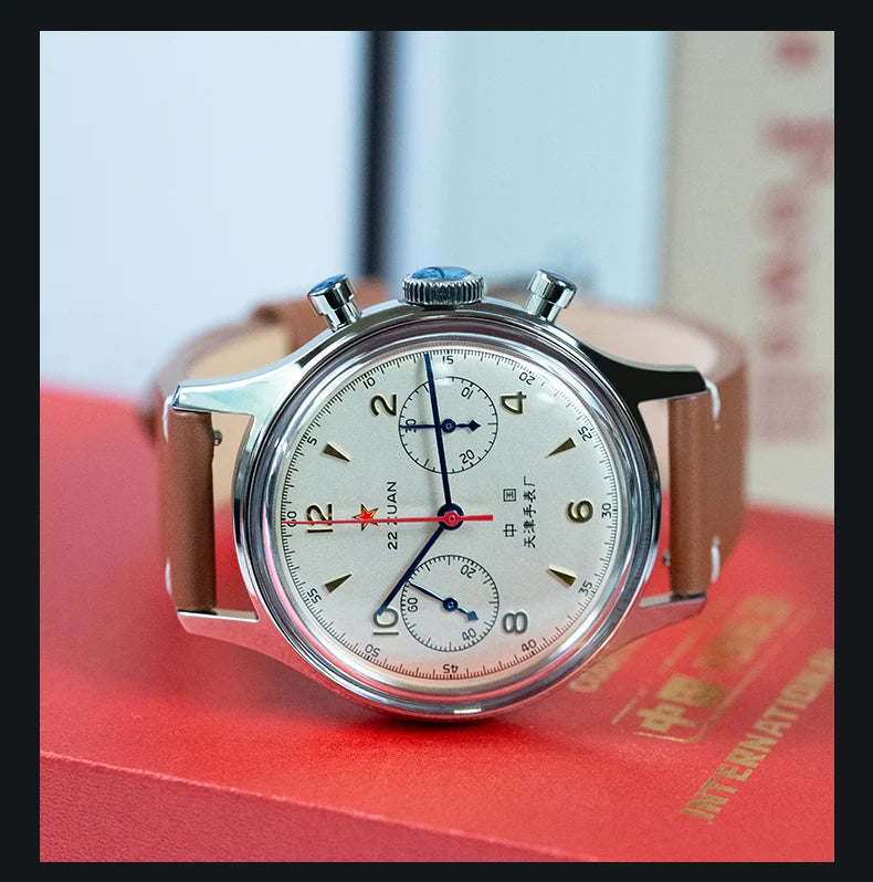 Seagull 1963 International Edition Men's Mechanical Watch Pilot Clock ST1901 Retro Chronograph Wristwatch Air Force Aviation New