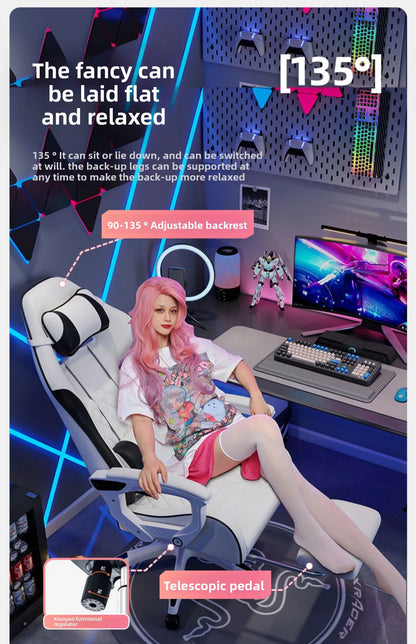 Male E-sports Chair is Comfortable for Prolonged Sitting, Computer Chair Can be Reclined for Leisure, Backrest