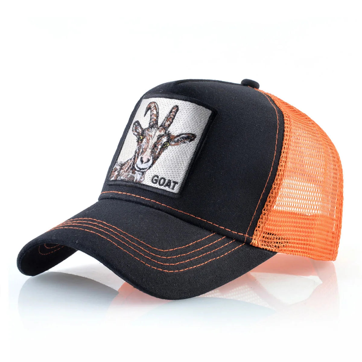 Cappellino trucker fashion con patch ricamata con capra, snapback da baseball quattro stagioni per uomo e donna, cappello con visiera regolabile