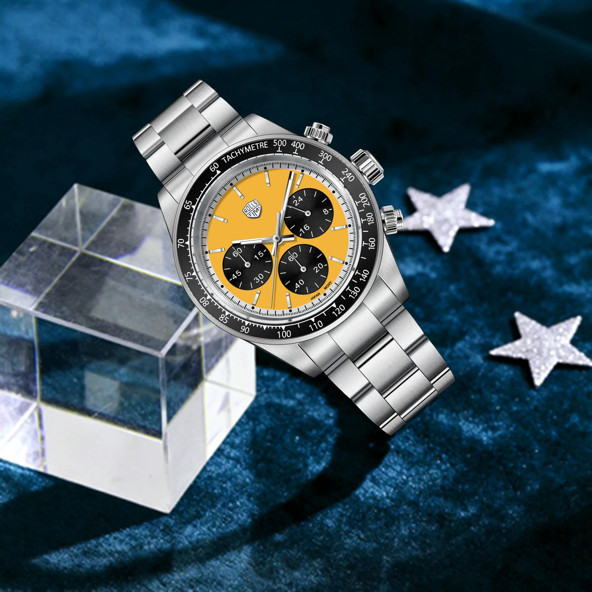 ROSSITIMI Urban Premium Men Quartz Watch Light Luxury Sports Stainless Steel VK63 Tachymeter Luminous 100m Diving Luminous Reloj