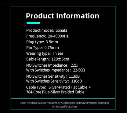 KZ Sonata 14BA Balanced Armature In-Ear Monitor Earphones, HiFi Monitoring Earbuds with 2PIN Detachable Cable for Music, Gaming & Studio Audio