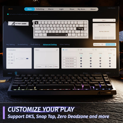 ATTACK SHARK X68 HE Rapid Trigger Magnetic Keyboard 8KHz Wired Gaming Keyboard, 60% RGB Hall Effect Keyboard with 0.01mm RT Accuracy, Snap Tap & DKS for PC/Mac
