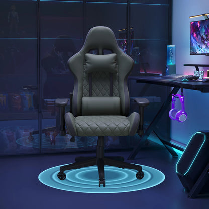Gaming Chair, Ergonomic Gaming Chair with LED, Adjustable Computer Chair for Teenagers, Lumbar Cushion, Gamer Chair, Black