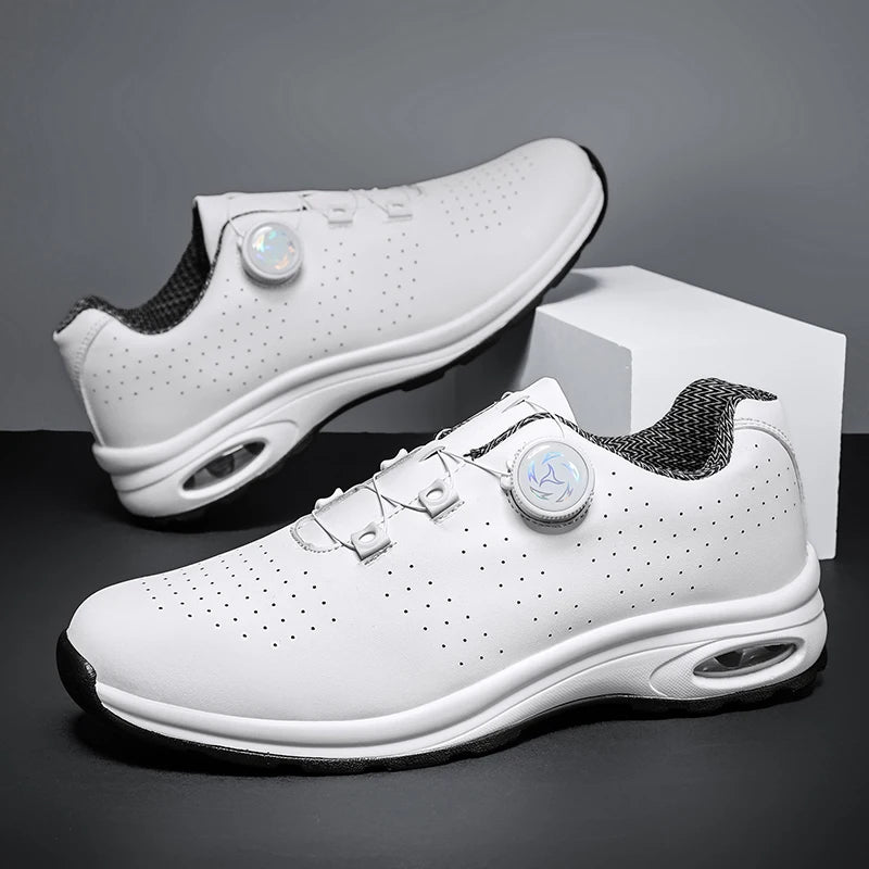 Golf Shoes Air Cushion Men Sports Running Driving Shoes Breathable Lightweight Comfortable Athletic Nonskid Rotating Sneakers