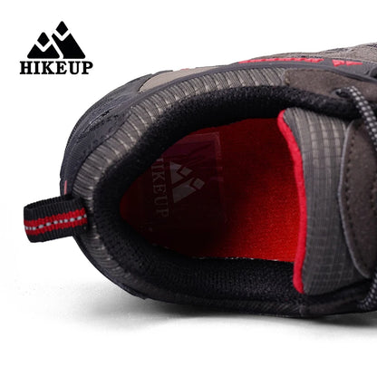HIKEUP Hiking Shoes Men's Winter Climbing Trekking Sneakers for Men Leather Breathable Outdoor Anti-Skid Sports Work Shoes