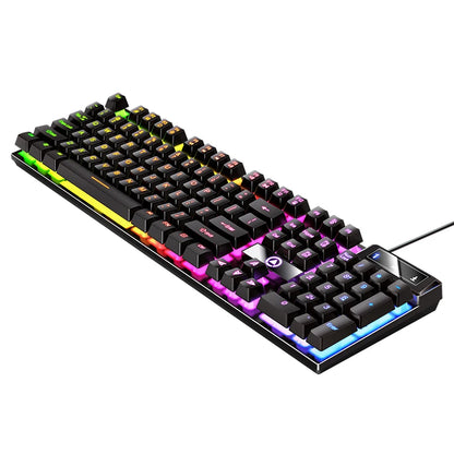 Kabelgebundene USB-Gaming-Tastatur mit Hintergrundbeleuchtung, 104-Tasten-Gamer-Tastatur für Computer/Laptop/PC, ergonomisches Design, Office-Gaming-Zubehör