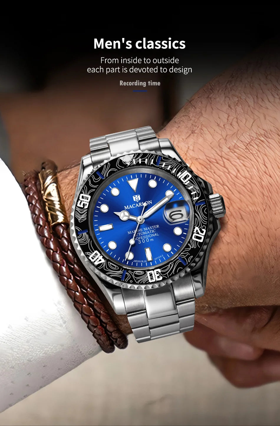 2026 MACARLON Design New Yacht series Mechanical Watch Men Carbon fiber ring mouth sapphire Stainless steel Waterproof Watch TOP