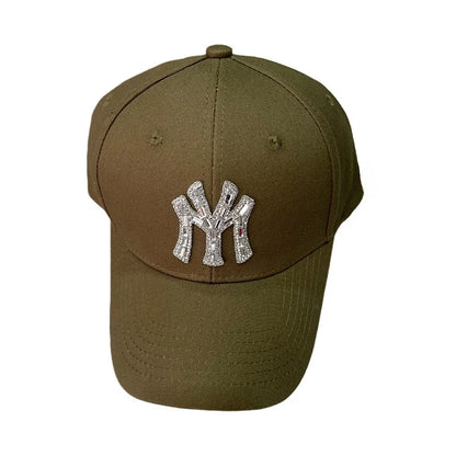 MY Rhinestone-kasket til kvinder – forår og efterår – streetwear, casual, udendørs, Duck Tongue-kasket, mode, alsidig baseballkasket, solskærm