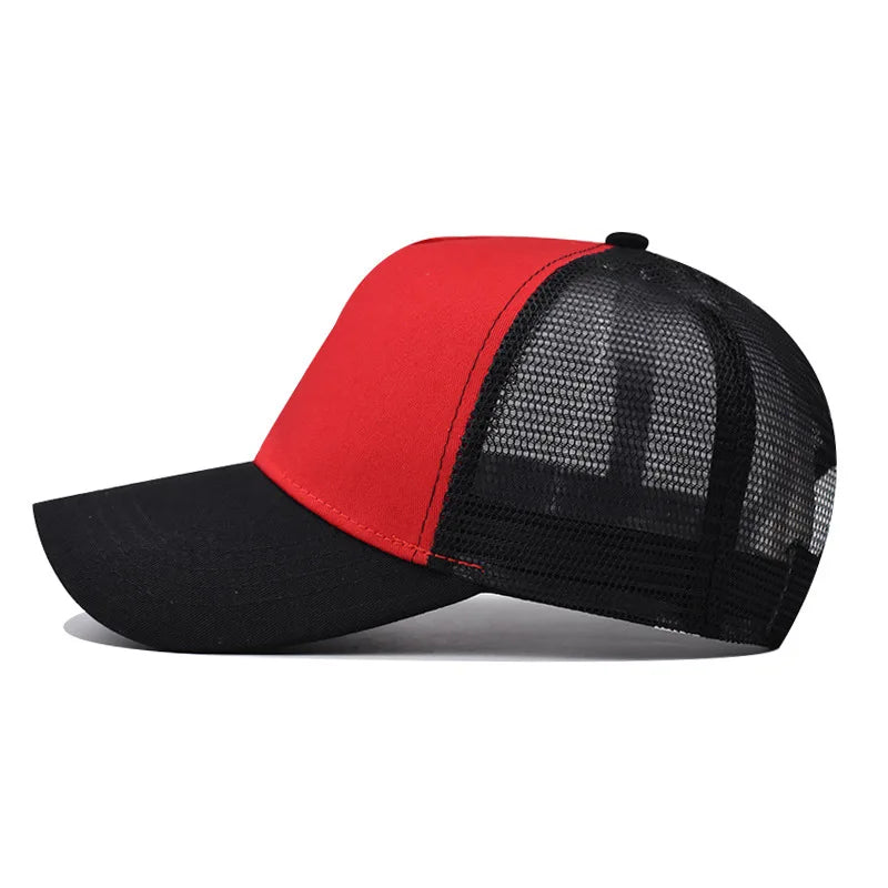 New 5 Pane Mesh Baseball Cap Adult Hip Hop Curved Snapback Hats Summer Sunshade Sun Hat Simple Trucker Cap Advertising