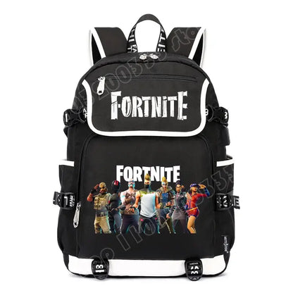 Zaino Fortnites di grande capacità, borsa casual a tracolla con porta USB, unisex, stile anime, cartella per studenti, nuovo regalo di cancelleria elegante