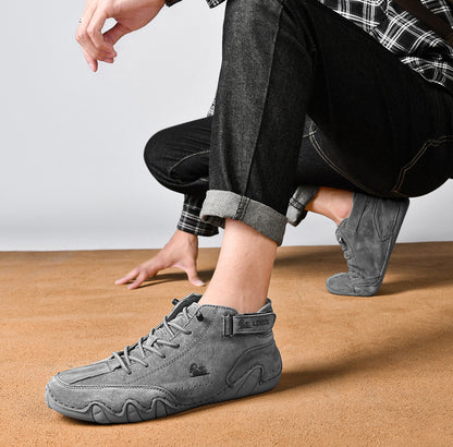 Men's Leather Casual Shoes, Non-slip Walking Sports Shoes, Handmade Shoes for Men with Free Shipping, High Top Sneakers Masculino