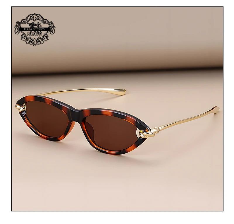 Trendy Luxury Brands Women's Cat Eye Tortoiseshell Sunglasses UV400 Oval Glasses For Woman Fashion Designer Classical Glasses