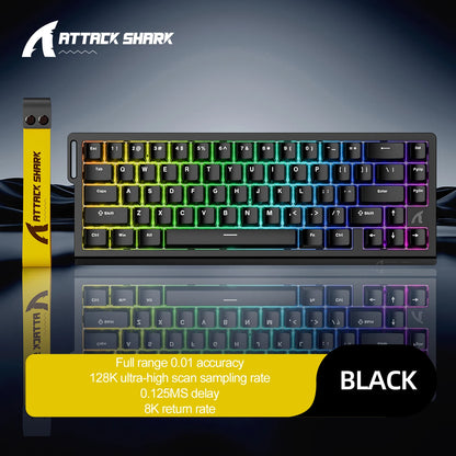 ATTACK SHARK X68HE Magnetic Mechanical Keyboard, 8000Hz Rapid Trigger Gaming Keyboard with Hall Effect Magnetic Switches, SOCD, 0.01mm RT, Wired RGB Keyboard