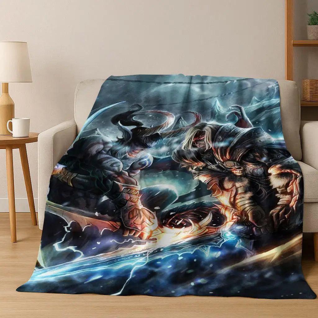 WOW World of Warcraft Arthas Demon Illidan Sylvanas flanelasta odeja, udobna in mehka odeja za dom, spalnico, posteljo, kavč, darilo