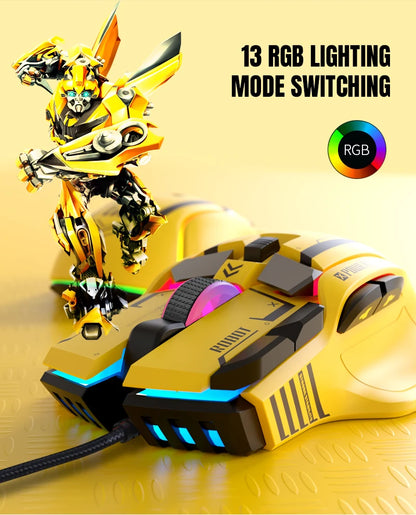 High-end Programmable Gaming Mouse Wired 12800 DPI 12 keys RGB Game Mice for Windows IOS Home Office Laptop PC