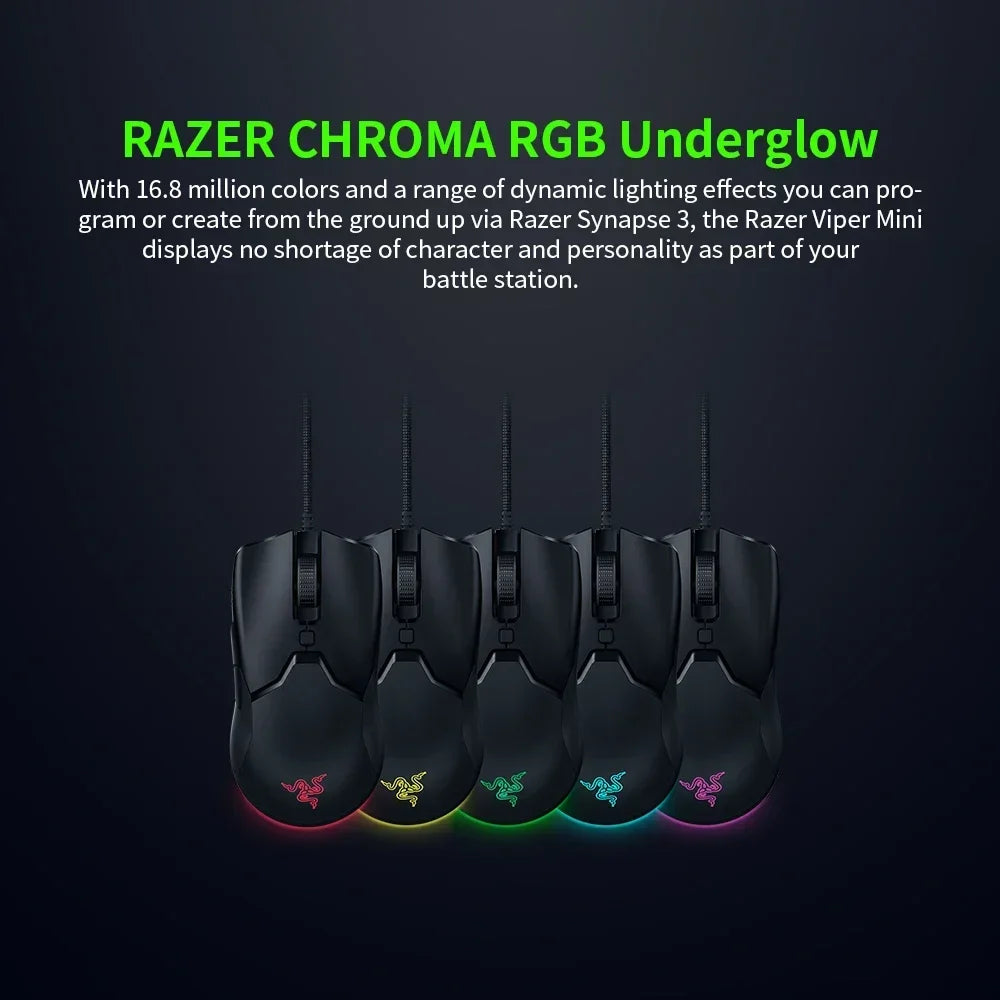 Razer NEW YEAR GIFT Thunder Snake Viper Mini Computer Esports Cable Gaming Mouse Laptop RGB Light, Small Hand Mouse