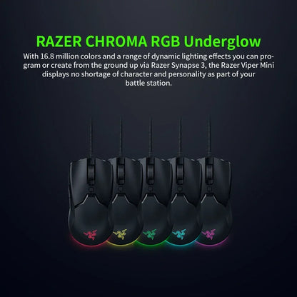 Razer NEW YEAR GIFT Thunder Snake Viper Mini Computer Esports Cable Gaming Mouse Laptop RGB Light, Small Hand Mouse