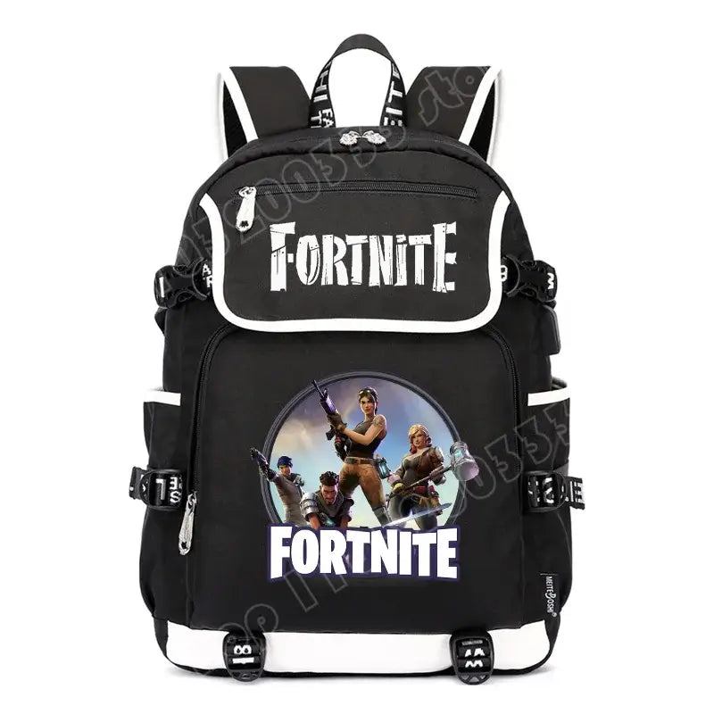 Zaino Fortnites di grande capacità, borsa casual a tracolla con porta USB, unisex, stile anime, cartella per studenti, nuovo regalo di cancelleria elegante