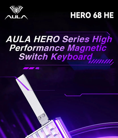 AULA HERO 68HE Magnetic Switch Keyboard RGB Gaming Mechanical Keyboard, 8K Rapid Trigger Wired Gaming Keyboard with Hot-Swappable Magnetic Switches, PBT Keycaps, 68-Key Esports Keyboard