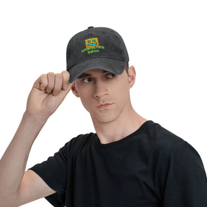 Geometric Dash App Fun Games Men Women Baseball Cap Geometry Dash Distressed Denim Washed Caps Hat Adjustable Fit Snapback Hat