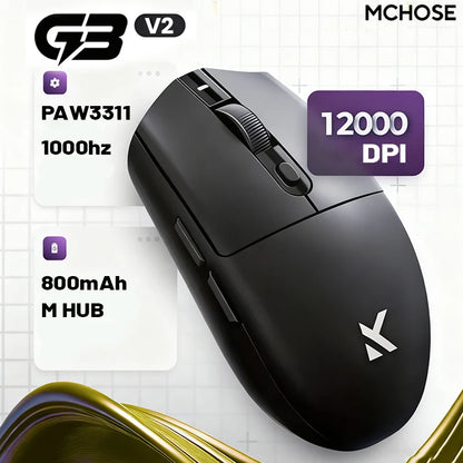 Безжична е-спорт мишка MCHOSE G3 V2 Pro, лека, с три режима, Bluetooth, PAW3395, висока производителност, 800mAh, за игри и офис, 59g