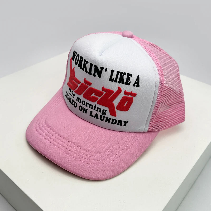 American Style Cruise Printed Anime New Letter Mesh Trucker Caps Sunshade Breathable Baseball Hats Men Women Versatile Fashion