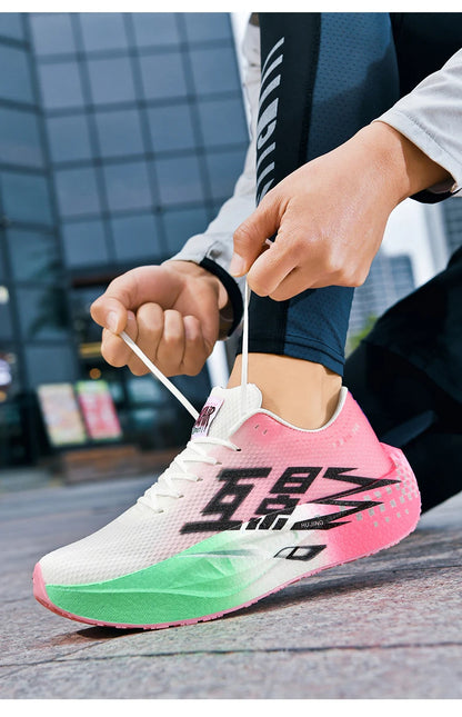 Men Sports Carbon Board Speciality Breathable Lightweight Women's Comfortable Athletic Nonskid Sneakers﻿ Marathon Running Shoe