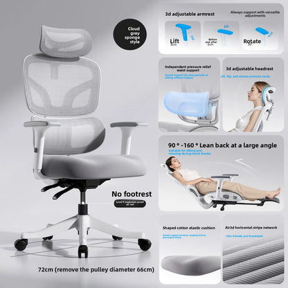 Ergonomic Office Chair Comfortable Long Sitting Home Gaming Computer Recliner Nap Chair Adjustable Height Lumbar Support Swivel