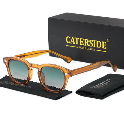 CATERSIDE Retro Round Men Sunglasses Punk Propionic Acid Pin Temple Luxury Sun Glasses Women Sports Leisure Party Eyewear UV400
