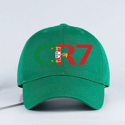 CR7 Portugal Print Black Baseball Cap Adjustable Unisex Football Player Casual Sun Hat