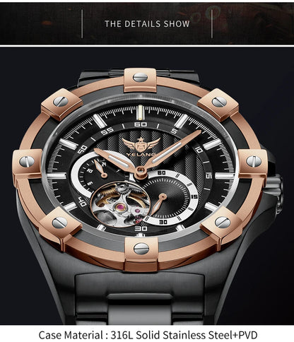 Yelang V1024 Men's Brand Watches 44mm Japan Miyota 82S7 Automatic Mechanical Movement Luminous Men's 100m Waterproof Business Watch