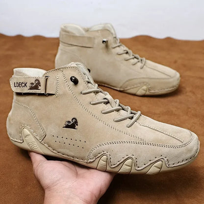 Men's Leather Casual Shoes, Non-slip Walking Sports Shoes, Handmade Shoes for Men with Free Shipping, High Top Sneakers Masculino