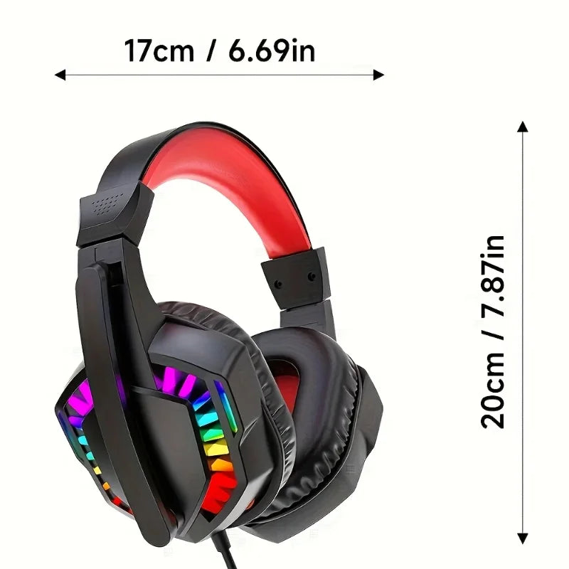 H120 RGB LED Light Wired Headphones USB 3.5mm Audio Interface Bass Stereo Sound Gaming Headsets with High Sensitivity Microphone