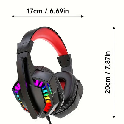 H120 RGB LED Light Wired Headphones USB 3.5mm Audio Interface Bass Stereo Sound Gaming Headsets with High Sensitivity Microphone