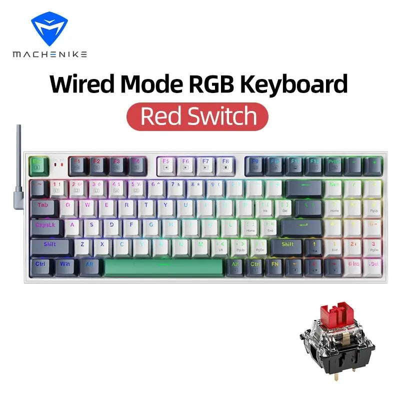 MACHENIKE K500-B94 Mechanical Keyboard Wired Gaming Keyboard, 94-Key Hot Swappable RGB Mechanical Keyboard with PBT Keycaps, Compact 90% Gaming Keyboard for PC & Laptop