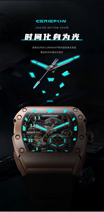 Custom Men's Watch Luxury Automatic Watches for Men High-end Hollow Rose gold Stainless Steel Mechanical Wrist Watch Reloj Clock