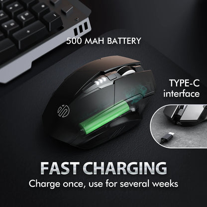 INPHIC A1 Bluetooth Mouse, Rechargeable 2.4G Tri-Mode Optical Mute Wireless Mouse, 1600 DPI for Mac, Laptop, PC, Tablet, Mobile Phone