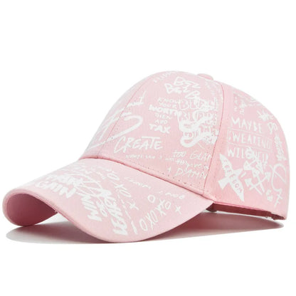 Trendy Unisex Graffiti Print Baseball Cap - Colorful Painted Visor Fashion Hat