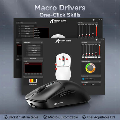 ATTACK SHARK X3 Three-mode Mouse 1K Hz, X3Pro Bluetooth Wireless Mouse 4K Hz Lightweight, PAW3395, 650IPS Mobile Speed