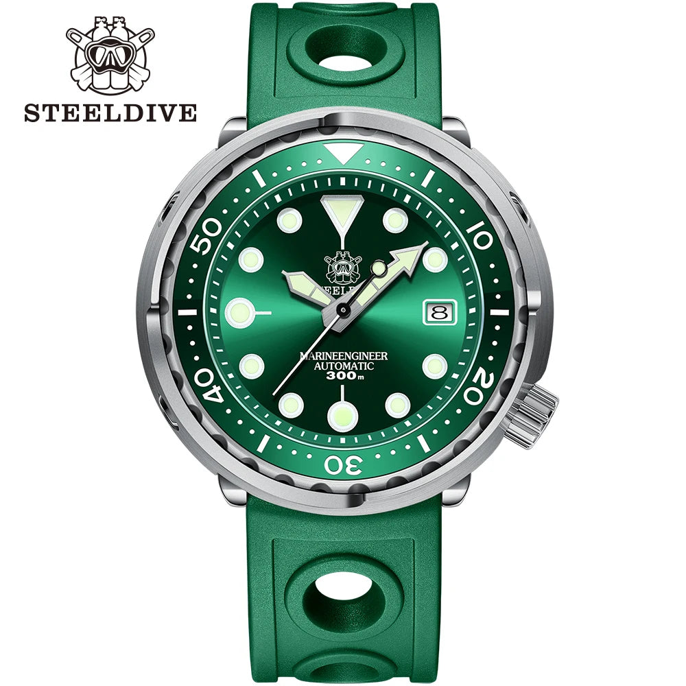 STEELDIVE SD1975 Mens Automatic Watches Men Dive Watch 300m Waterproof Mechanical Wristwatch C3 Luminous Clock Sapphire Mirror