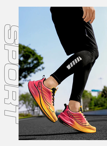 Men's Cushioning Running Shoes with Carbon Plate Marathon Women Lightweight Casual Sneakers for Jogging Workout Fitness Exercise