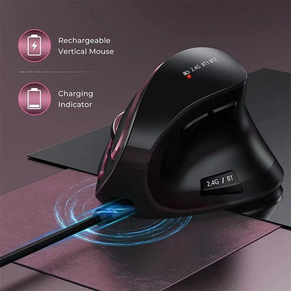 Original IHOYI Bluetooth Vertical Mouse Wireless USB2.4 the Third Mock Examination Charging Human Laptop Desktop Mouse Mute
