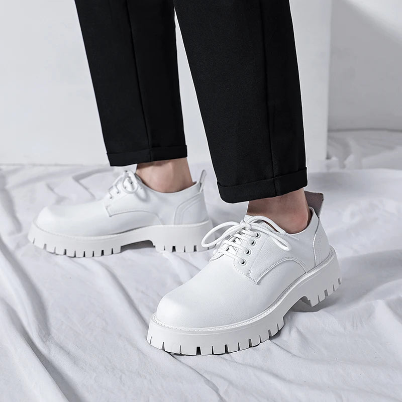 White Lace-up Oxford Shoe Men Fashion Men's Leather Sneakers Breathable Casual Loafers Shoes Mens Designer Men Comfortable Shoes