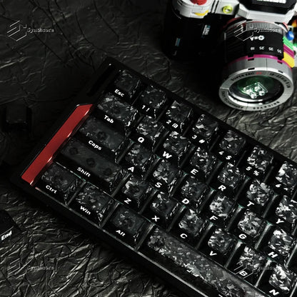 Black Carbon Fiber Translucent Cherry Keycap Kit PC 110 Key Suitable for 61/75/87/104/108 Magnetic Axis Keyboard Wooting