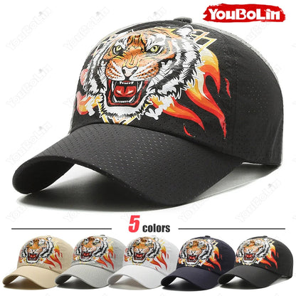 Καπέλο μπέιζμπολ «Outdoor Tiger Face», καλοκαιρινό ύφασμα ταχείας ξήρανσης, σχεδιασμός με πλέγμα και διάτρητα, καπέλο αντηλιακής προστασίας με εθνοτικό μοτίβο