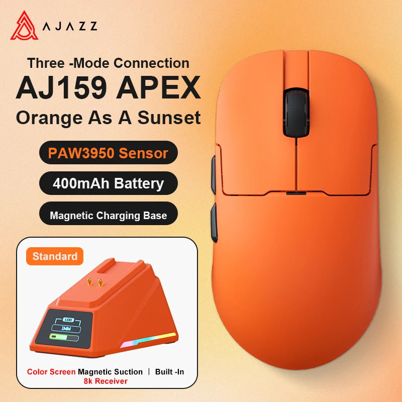 AJAZZ AJ159 APEX/AJ159PRO Wireless Gamer Mouse with RGB Magnetic Charging Base Lightweight AJ159P Gaming Mouse for PC Laptop