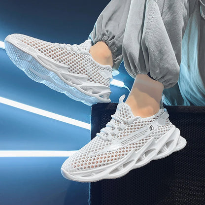 Sommer-sneakers til mænd i mesh, åndbare løbe- og tennissko til udendørs sport, Tenis Masculino, hvide casual vandresko, størrelse
